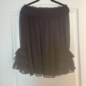 Express Off the Shoulder Ruffle Chiffon Blouse